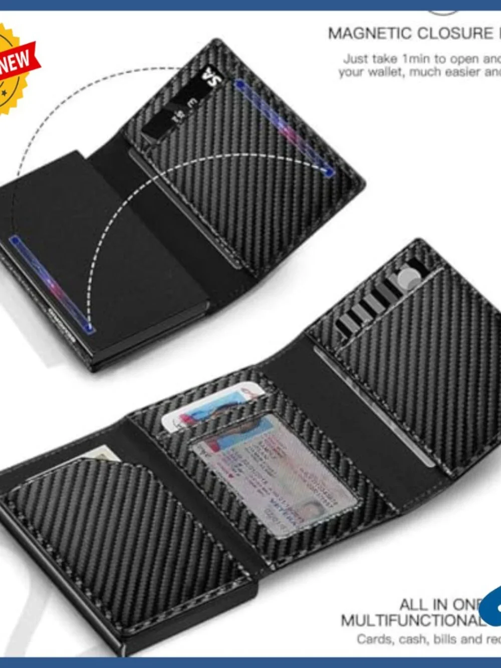 Slim Genuine Leather Bifold Wallet with RFID Blocking and Pop-Up Card Holder